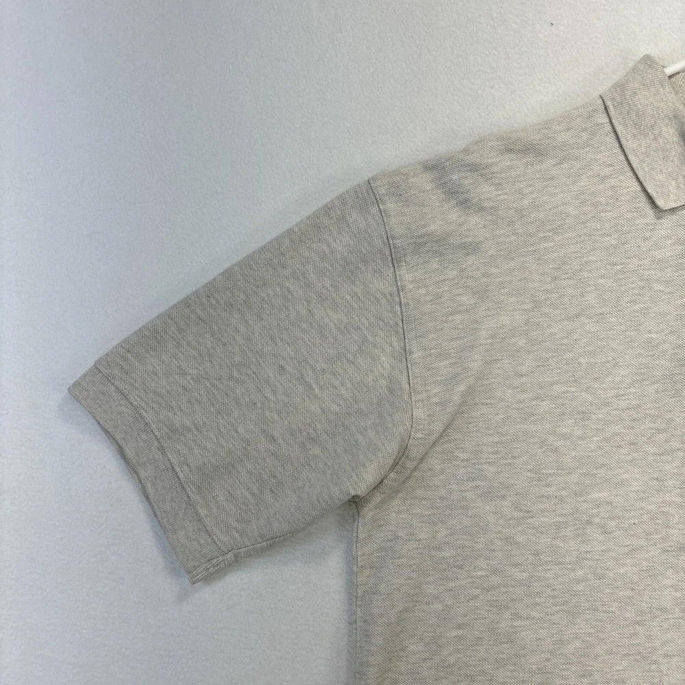 Vtg Pendleton Mens L Polo Shirt Light Gray Short Sleeve 100% Cotton Preppy Work